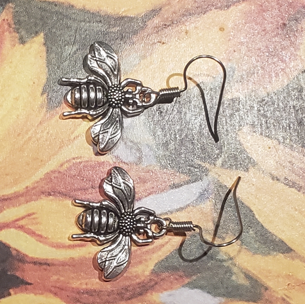 Silver Bee Earrings